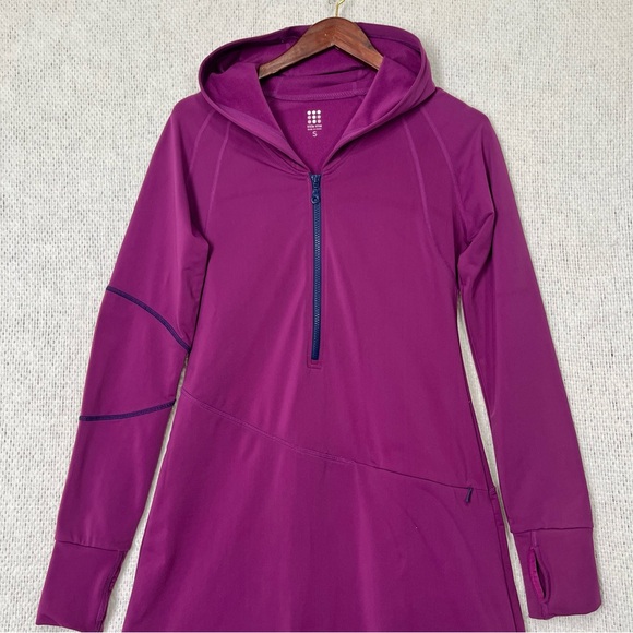 Title Nine Hooded Regulator Dress S Purple Activewear Stretchy Quarter Zip Sport - Picture 2 of 16